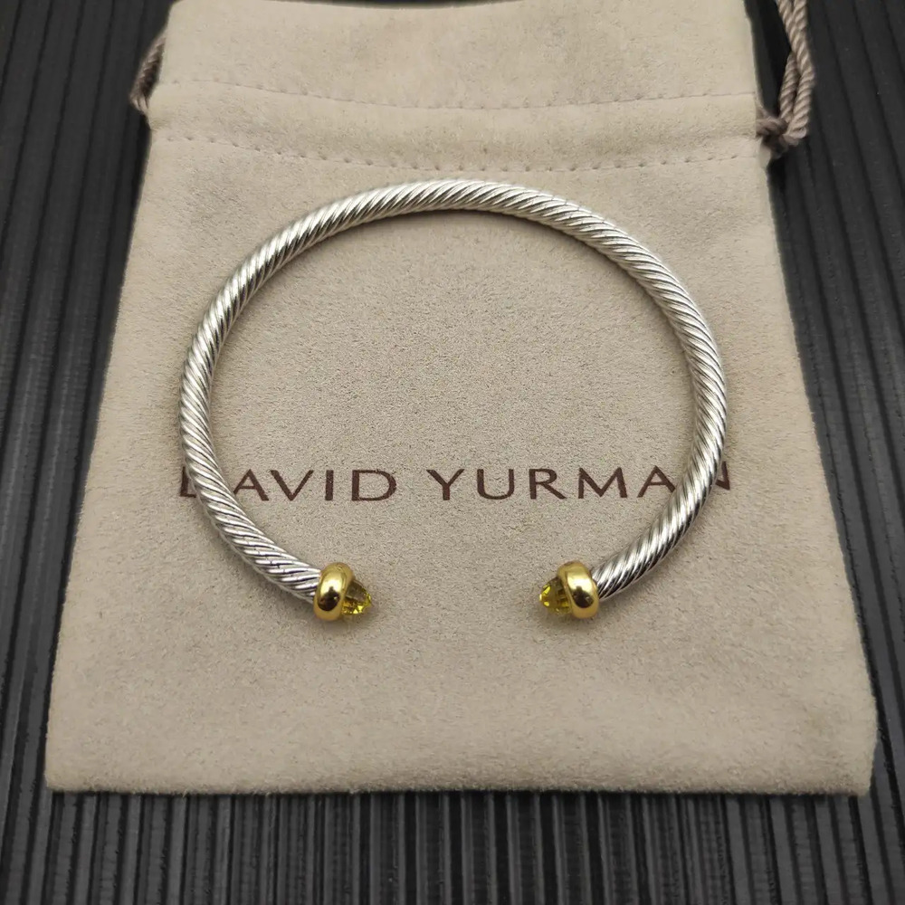 David Yurman 4mm Yellow Diamond Two-tone Bracelet (No Diamonds)